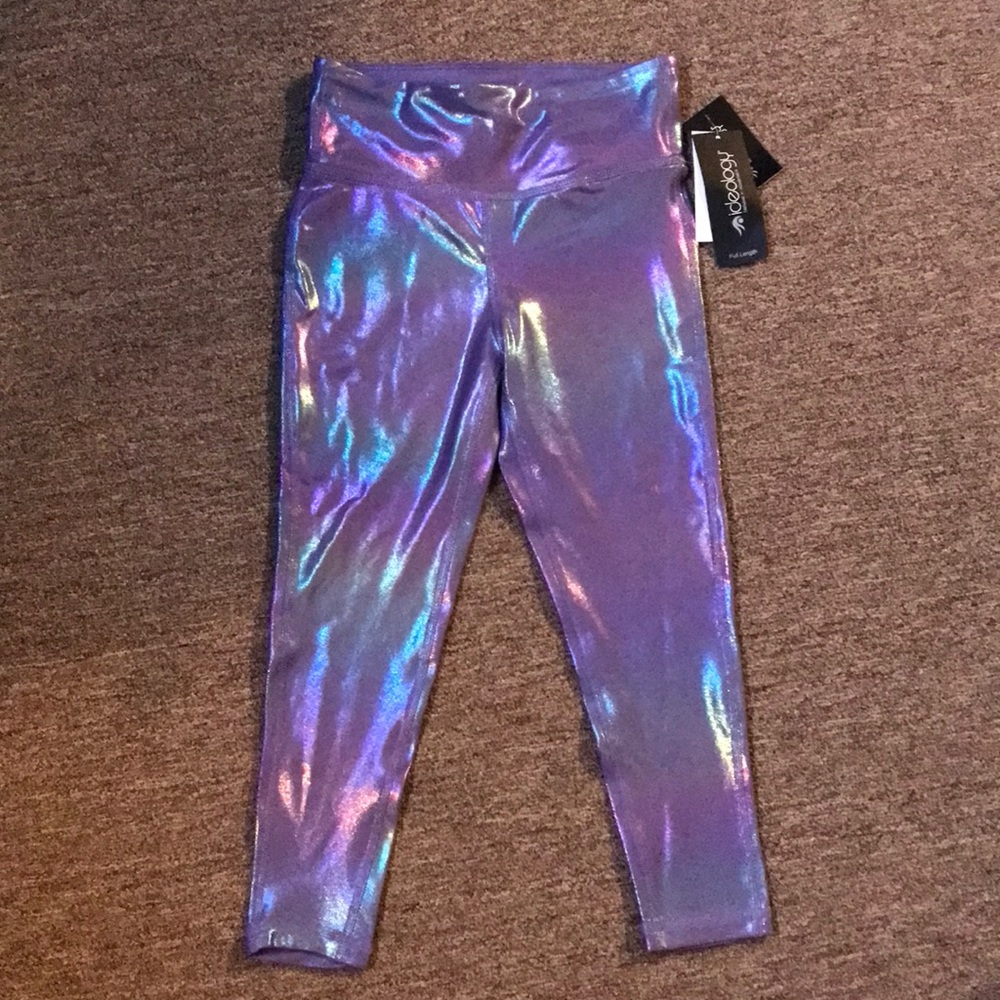 Girl’s 7/8 Ideology Full Length Violet/Shiny Leggings *New w/ Tag*